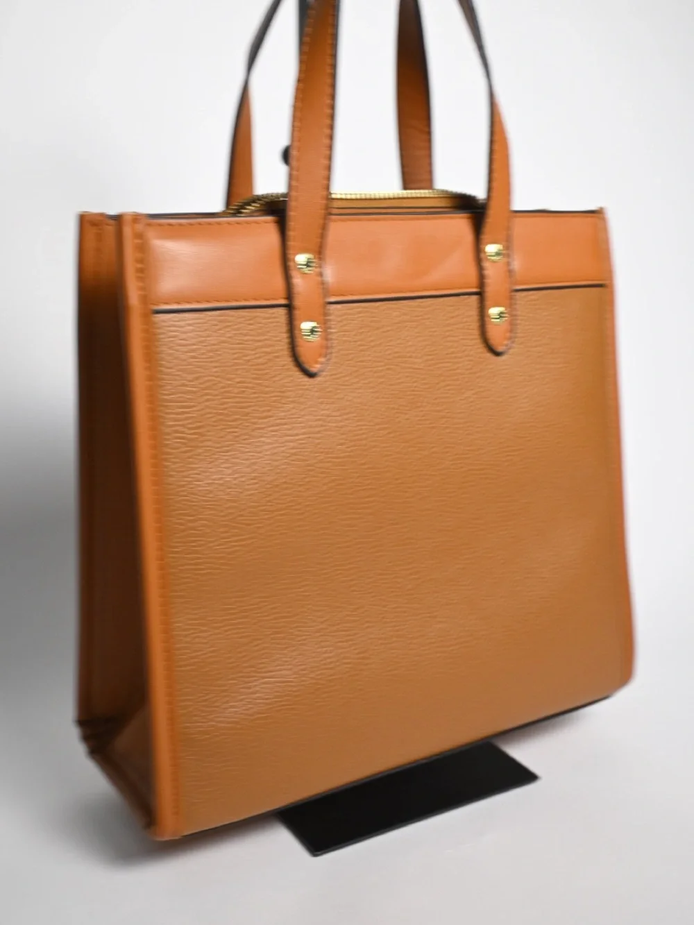 Coach Tan Pebbled Leather Logo Tote with Charm